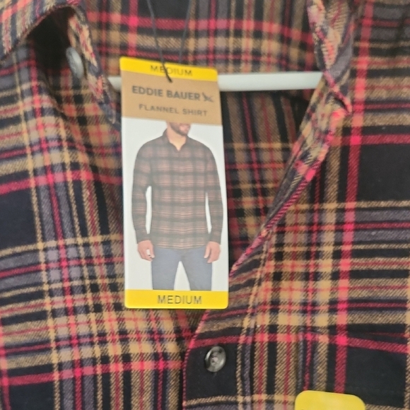 Eddie Bauer Lightweight Red and Black Plaid Shirt Jacket - Picture 3 of 7